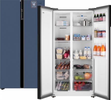 Холодильник Weissgauff WSBS 600 NoFrost Inverter Blue Glass в магазине «На диване» в Кемерово  — Выгодная цена